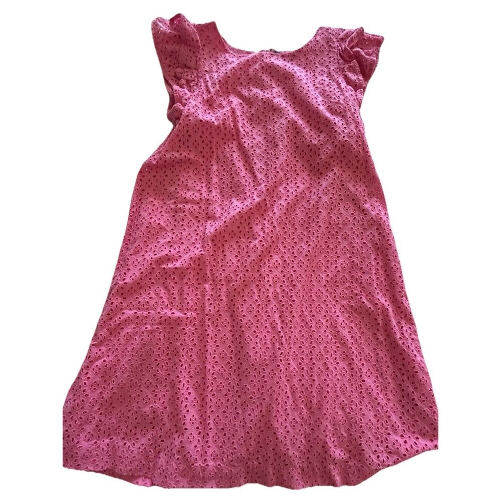 Polo Ralph Lauren Girls Eyelet Cottagecore Dress Ruffle Sleeves Hot Pink Size 16